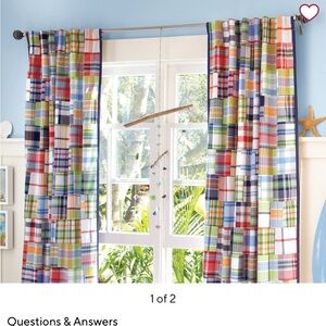 Pottery Barn Kids Madras Blackout Curtains - Two Panel Set